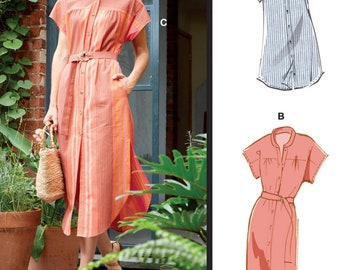 SHIRT DRESS Sewing PATTERN | Sew Women Misses Clothes Clothing | Short Sleeves Button-Down Belt | Size 4 6 8 10 12 14 16 18 20 22 Plus 8030