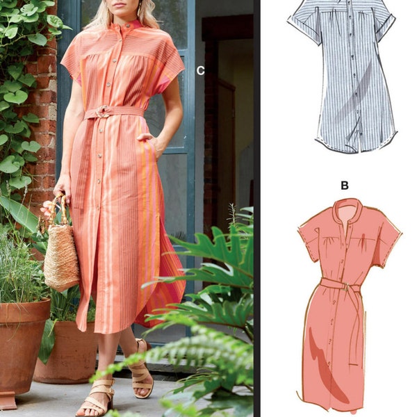 SHIRT DRESS Sewing PATTERN | Sew Women Misses Clothes Clothing | Short Sleeves Button-Down Belt | Size 4 6 8 10 12 14 16 18 20 22 Plus 8030
