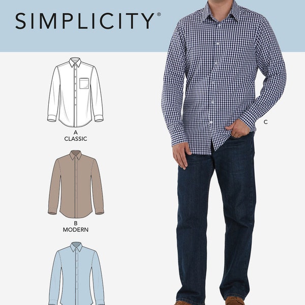 SHIRT SEWING PATTERN | Sew Mens Clothes Clothing | Button Down Up Casual Shirt | Size 34 36 38 40 42 44 46 48 50 52 Plus Long Sleeves 10435