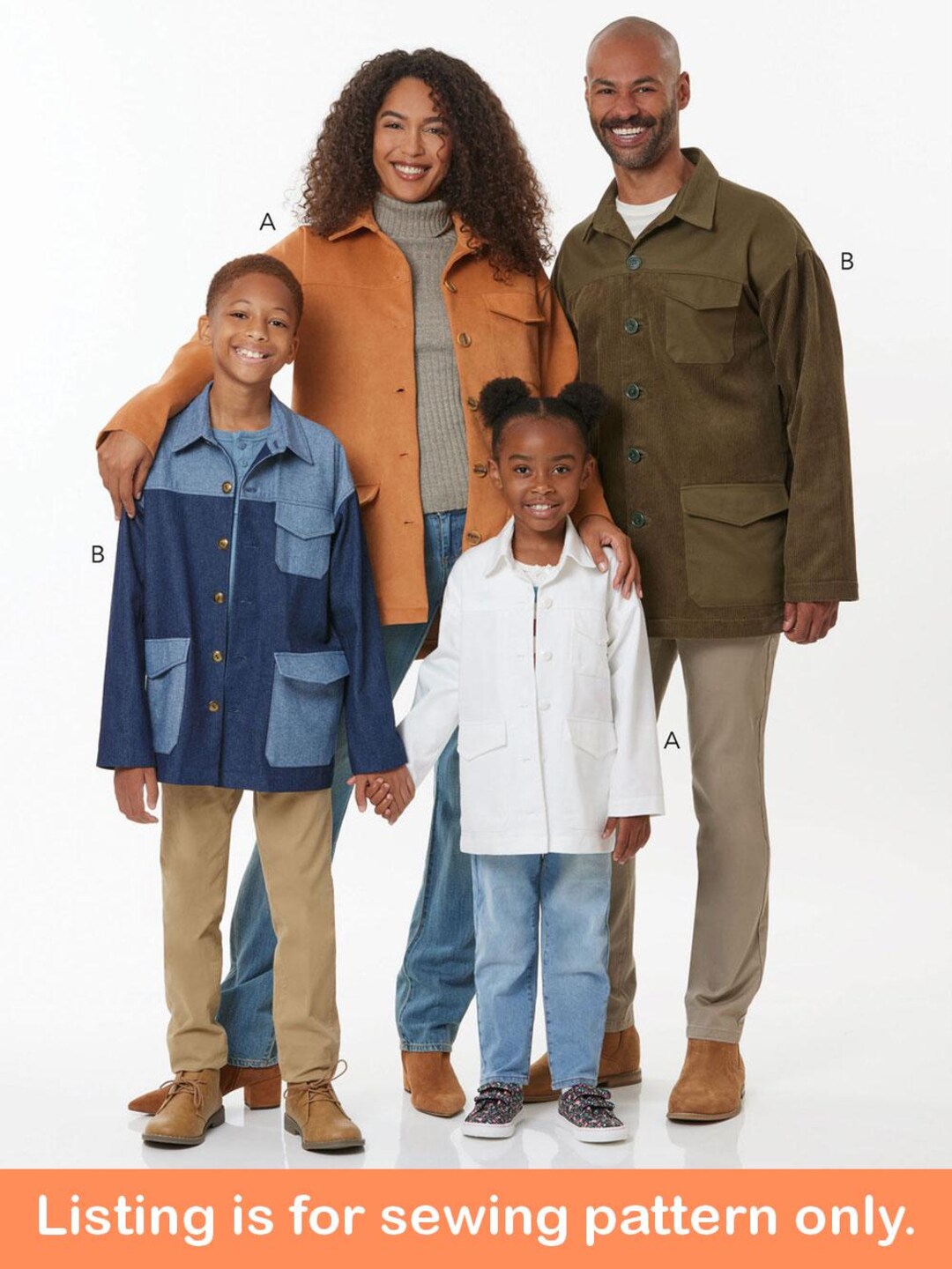JACKET SEWING PATTERN | Sew Matching Mens Womens Teen Boys Girls ...