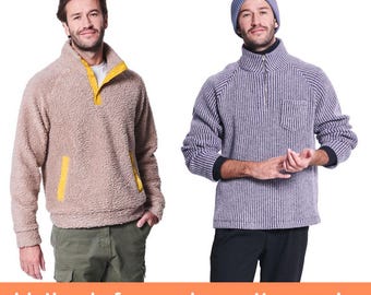 SWEATSHIRT SEWING PATTERN | Sew Men Clothes Clothing | Warm Fleece Shirt Long Sleeves Zipper Turtleneck | Size 38 40 42 44 46 48 Plus | 5791