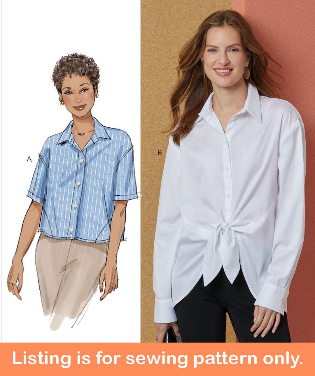 SHIRT SEWING PATTERN | Sew Womens Clothes Clothing | Button-down Top ...