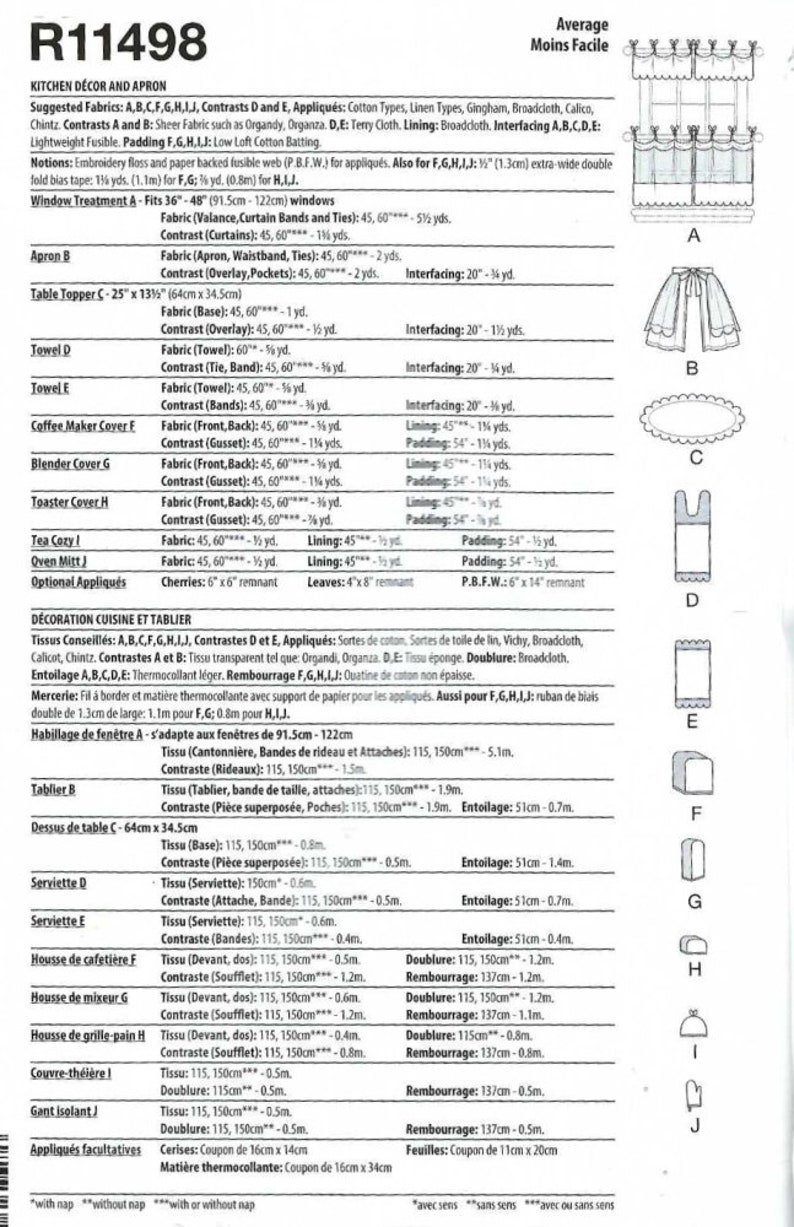 KITCHEN SEWING PATTERN Sew Cooking Accessories Half Apron Etsy