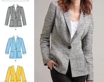 BLAZER SEWING PATTERN | Sew Womens Clothes Clothing | Suit Jacket Coat Pocket Retro | Size 6 8 10 12 14 16 18 20 22 24 Plus Casual Work 8844