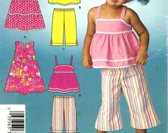 GIRLS SEWING PATTERN | Sew Summer Clothes Clothing | Toddler Dress Tank Top Capri Pants | Child Size 1/2 1 2 3 4 | Retro Outfit Easy | 3740