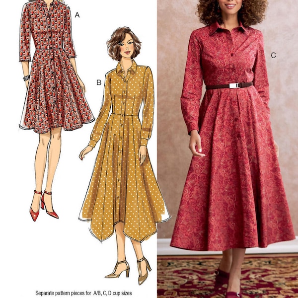 SHIRT-DRESS Sewing PATTERN | Sew Womens Clothes Clothing | Button-Down Long Short 40s 50s Vintage | Size 6 8 10 12 14 16 18 20 22 Plus 6702
