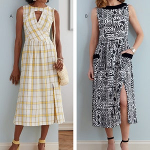 KLEID SCHNITTMUSTER | Sew Womens Kleidung Kleidung | Ärmelloses Sommerkleid Cut-Out Taschen | Größe 6 8 10 12 14 16 18 20 22 Plus | Sommer 6761