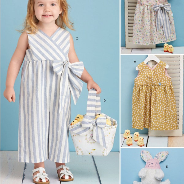 GIRLS SEWING PATTERN | Sew Toddler Clothes Clothing | Dress Sundress Jumpsuit Easter Basket Bunny Stuffed Toy | Child Size 1/2 1 2 3 4 8850