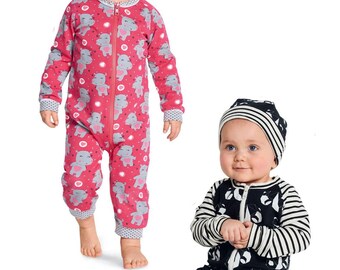 JUMPSUIT SEWING PATTERN | Sew Boy Girl Baby Toddler Clothes Clothing | Long Romper Hat Headband | Size 1 2 4 6 8 10 12 14 16 18 Months 9328