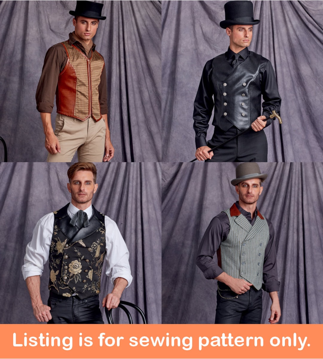 VEST SEWING PATTERN Sew Mens Clothes Clothing Costume Halloween ...