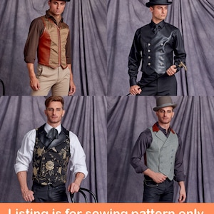 VEST SEWING PATTERN | Sew Mens Clothes Clothing Costume | Halloween Steampunk Victorian Regency | Size 38 40 42 44 46 48 50 52 Plus | 9087