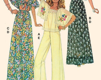 70s SEWING PATTERN | Sew Womens Misses Clothes Clothing | Top Skirt Pants Boho Retro Maxi | Size 4 6 8 10 12 14 16 18 20 22 24 26 Plus 8257