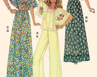 70s SEWING PATTERN | Sew Womens Misses Clothes Clothing | Top Skirt Pants Boho Retro Maxi | Size 4 6 8 10 12 14 16 18 20 22 24 26 Plus 8257