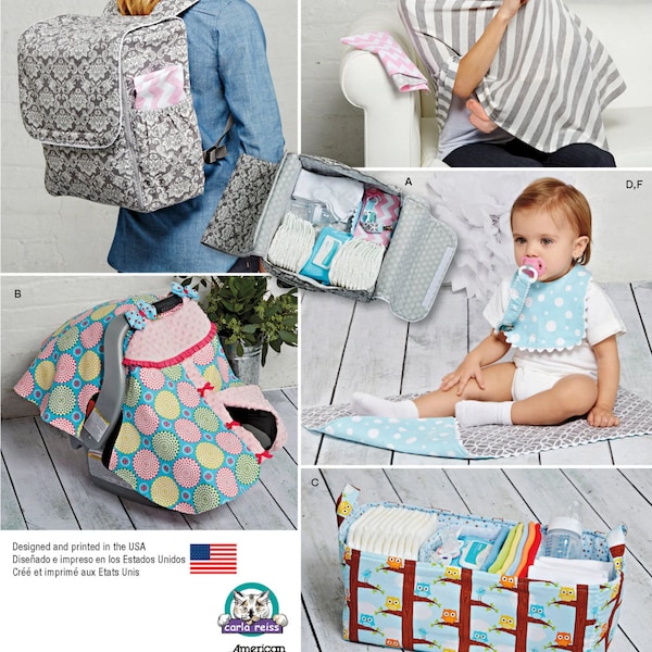 BABY SEWING PATTERN |Make Infant Newborn Accessories | Diaper Bag Carrier Cover Tent Organizer Bib Playmat Nursing Shawl Pacifier Clip |1177