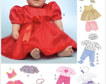 DOLL CLOTHES Sewing PATTERN |Sew Clothing for 11" 12" 15" 16" Baby Doll | Fits Bitty Baby Betsy Wetsy | Dress Diaper Booties Jacket Hat 7066