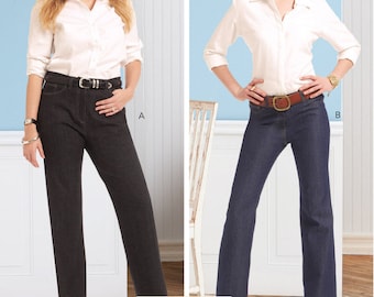 Sale!! JEANS SEWING PATTERN | Sew Womens Clothes Clothing | Pants Straight Leg Boot Cut | Size 8 10 12 14 16 18 20 22 24 Plus | Denim | 6840