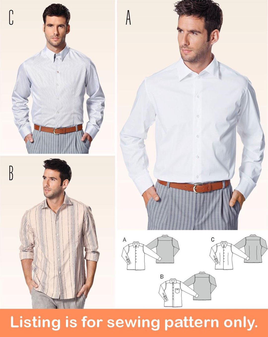 SHIRT SEWING PATTERN | Sew Mens Clothes Clothing | Button-down Shirt ...