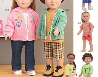 Sale!! DOLL CLOTHES Sewing PATTERN | Make Clothing for 18" Inch Boy Doll | Fits American Girl Logan | Hoodie Jacket Pants Tee T-Shirt | 8576