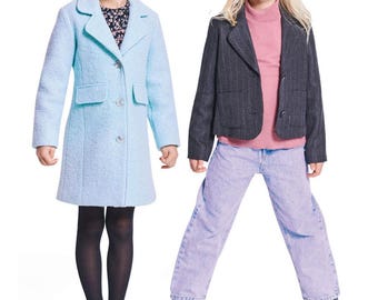 COAT SEWING PATTERN | Sew Girls Clothes Clothing | Formal Jacket Blazer Vintage Retro Style Winter Fall Easy Simple | Size 5 6 7 8 9 10 9215