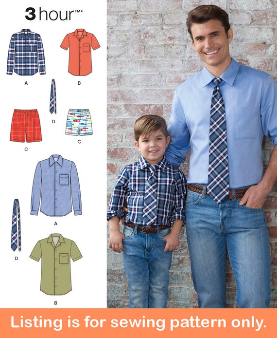 Father Son SEWING PATTERN Sew Men Boys Matching Clothes - Etsy