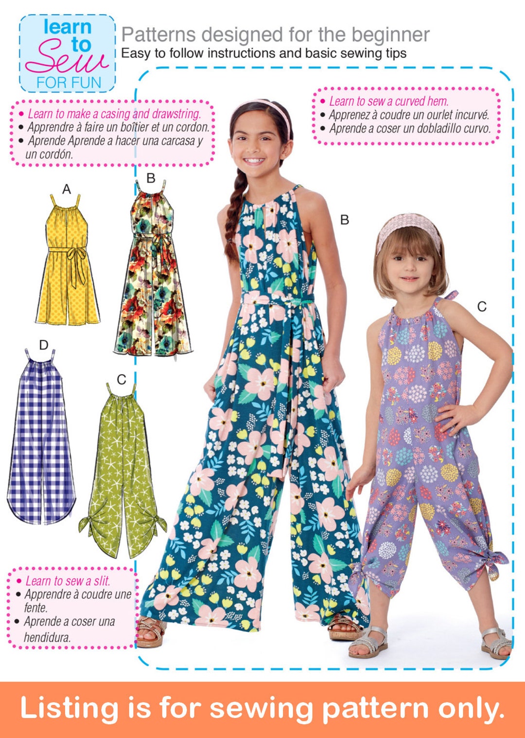 Erfgenaam borst Shipley JUMPSUIT SEWING PATTERN Make Girls Clothes Kids Long Short - Etsy