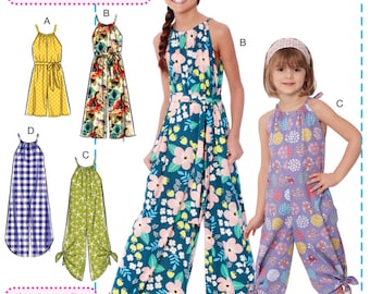 JUMPSUIT SEWING PATTERN | Make Girls Clothes | Kids Long Short Playsuit Romper | Child Size 3 4 5 6 7 8 10 12 14 | Summer Spring Outfit 7917