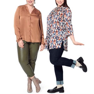 TOP SEWING PATTERN | Sew Womens Clothes Clothing | Button-Down Shirt Long Sleeves Ties Boho Style Easy | Size 18 20 22 24 26 28 Plus | 5965