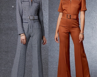 Sale!! JUMPSUIT SEWING PATTERN | Sew Womens Clothes Clothing | Long With Belt Retro Vintage Flared Size 8 10 12 14 16 18 20 22 24 Plus 1719