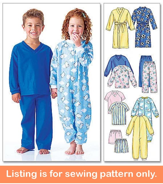 COUTURE PYJAMA Faire des vetements pour garcons et filles Pour les enfants Vetements pour tout petits pyjama long et court Peignoir Taille enfant 1 2 3 4 5 6 6224 Etsy France