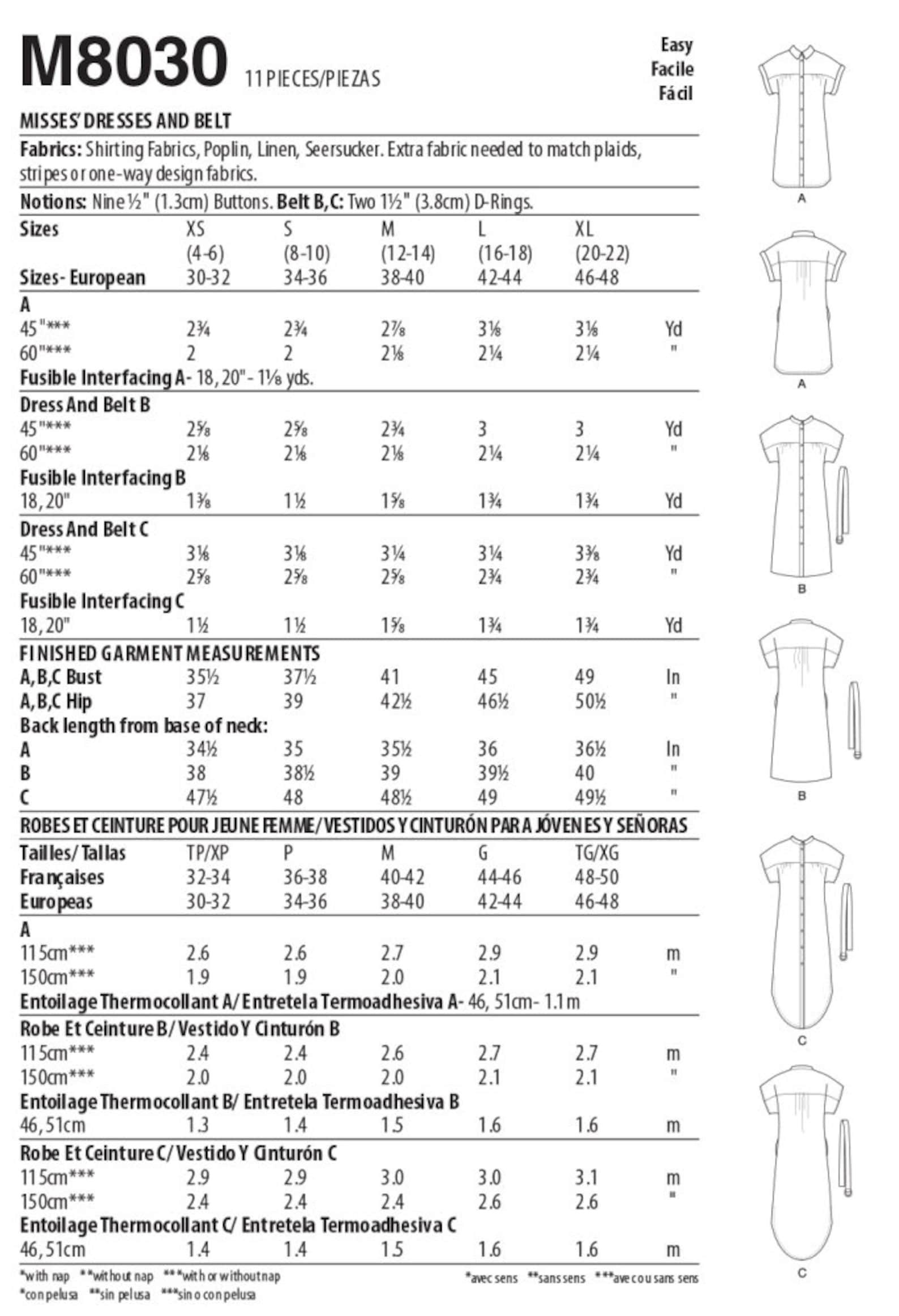 SHIRT DRESS Sewing PATTERN | Sew Women Misses Clothes Clothing | Short ...