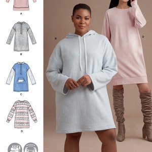 SWEATSHIRT DRESS Sewing PATTERN | Sew Womens Misses Clothes Clothing | Mini Hood Hoodie Fleece | Size 4 6 8 10 12 14 16 18 20 22 24 26 11188