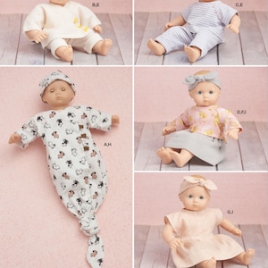 DOLL CLOTHES Sewing PATTERN | Sew Clothing for 15" Baby Doll | Fits Bitty Baby Twin | Sleeper Bunting Dress Headband Pajamas Skirt | 9727