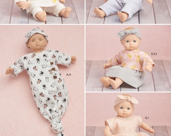 DOLL CLOTHES Sewing PATTERN | Sew Clothing for 15" Baby Doll | Fits Bitty Baby Twin | Sleeper Bunting Dress Headband Pajamas Skirt | 9727