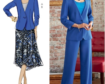 SUIT SEWING PATTERN | Sew Womens Clothes Clothing | Suit Jacket Blazer Formal Work Skirt Pants | Size 8 10 12 14 16 18 20 22 24 Plus | 11123