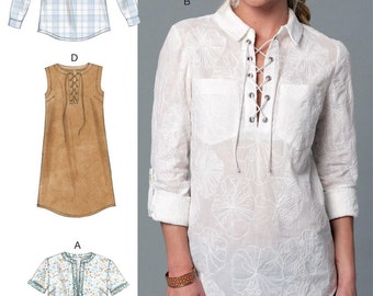 Sale!! SHIRT SEWING PATTERN | Sew Womens Clothes Clothing | Dress Sundress Blouse Lace Up | Size 4 6 8 10 12 14 16 18 20 22 24 26 Plus 7391
