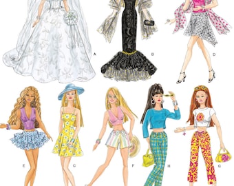 Angebot!! PUPPEN KLEIDUNG SCHNITTMUSTER | Bekleidung für 11 1/2" Fashion Dolls | Passt zu Barbie | Hochzeit Braut Kleid Ballkleid T-Shirt Rock | 4719