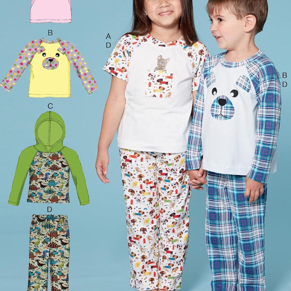 PAJAMAS SEWING PATTERN | Make Boys Girls Clothes | Kids Dog Teddy Bear Long Sleeve PJs Sleepwear Nightwear | Child Size 2 3 4 5 6 7 8 | 7678