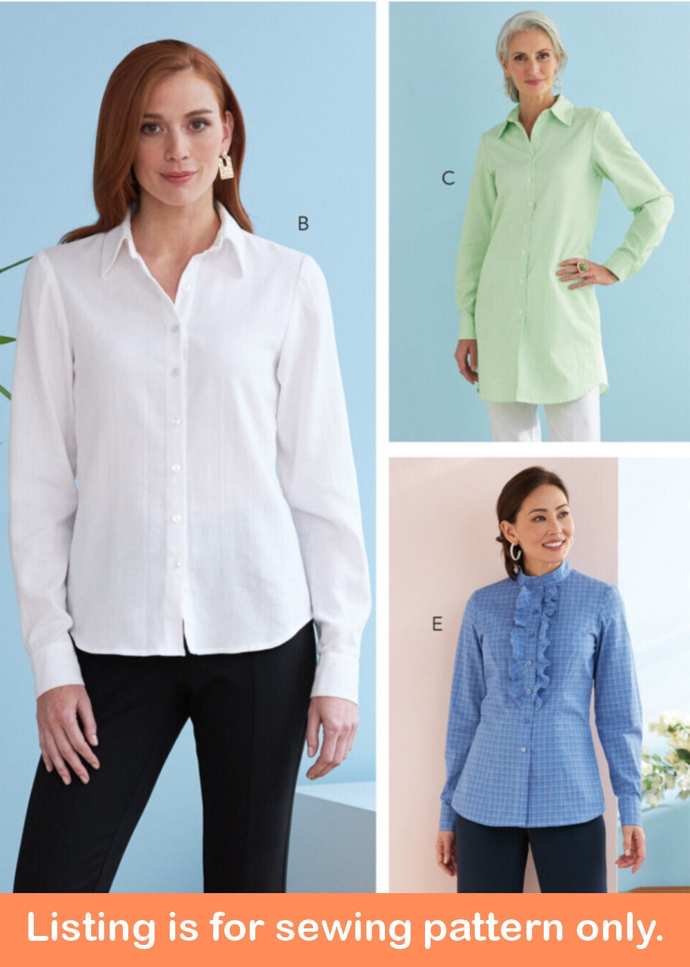 SHIRT SEWING PATTERN | Sew Womens Clothes Clothing | Button-down Long ...
