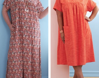 DRESS SEWING PATTERN | Make Womens Clothes Clothing | Short Sleeves | Size 1X - 4X Plus Size | Easy Simple Woman Spring Summer Outfit | 6755