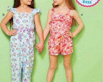 GIRLS SEWING PATTERN | Sew Kids Clothes Clothing | Jumpsuit Playsuit Romper | Child Size 3 4 5 6 7 8 10 | Spring Summer Outfit Vintage | 233