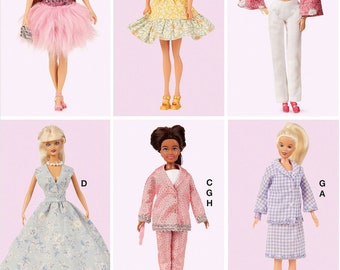 PUPPEN KLEIDUNG SCHNITTMUSTER | Kleidung für 11 1/2" Modepuppe Passt Barbie | Anzug Jacke Party Cocktail Kleid Lange Hose Top 8495