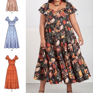 DRESS SEWING PATTERN | Sew Womens Clothes Clothing | Vintage Short Sleeves Scoop Neck Summer | Size 20 22 24 26 28 30 32 34 36 38 Plus 9704