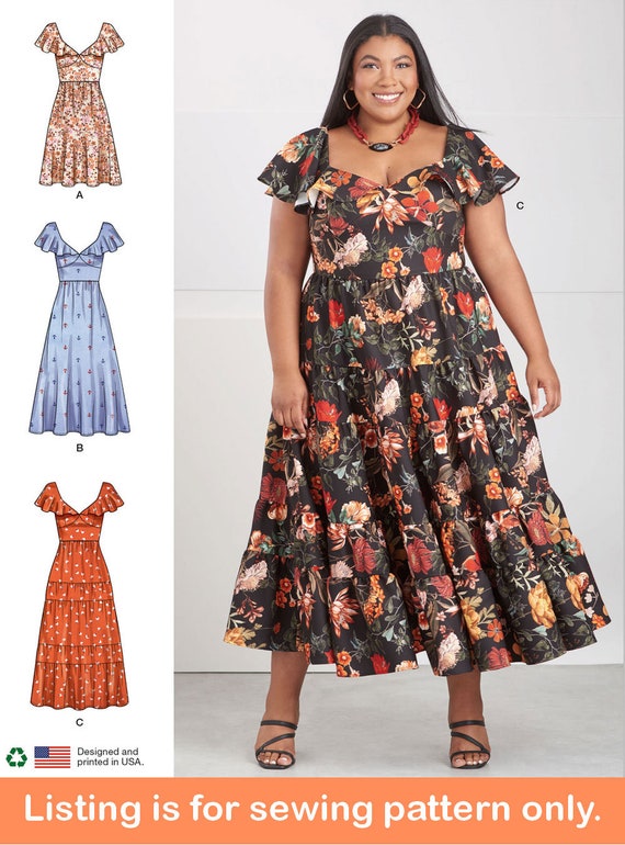 DRESS SEWING PATTERN | Sew Womens Clothes Clothing | Vintage Short Sleeves  Scoop Neck Summer | Size 20 22 24 26 28 30 32 34 36 38 Plus 9704