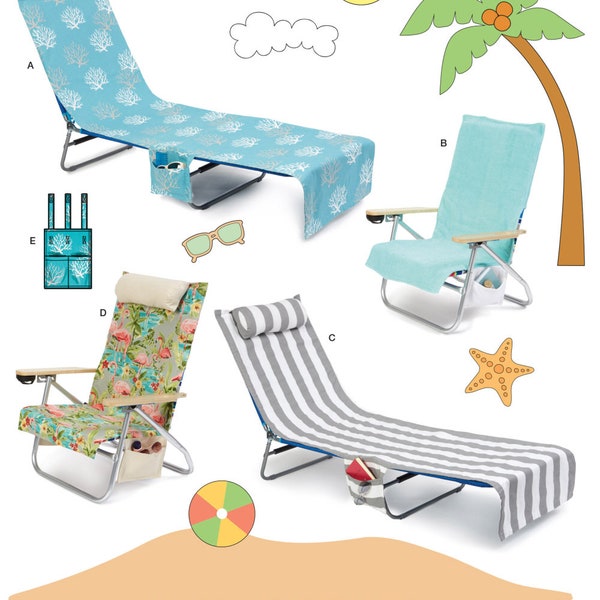 CHAIR COVER Sewing PATTERN | Sew Lounge Lawn Beach Chair Coverings | Home Decor Summer Easy Simple Custom Homemade Handmade Gift Idea 11515