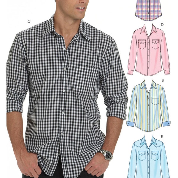 SHIRT SEWING PATTERN | Sew Mens Clothes Clothing | Button Down Shirt | Size 34 36 38 40 42 44 46 48 50 52 54 56 Plus Long Short Sleeves 6044
