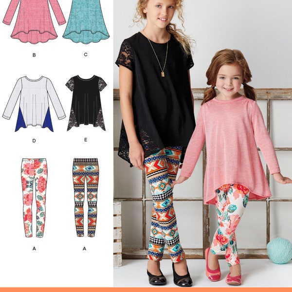 GIRLS SEWING PATTERN | Make Fall Clothes | Kids Clothing Tunic Top Shirt Leggings | Child Size 3 4 5 6 7 8 10 12 14 | Outfit Children 8105