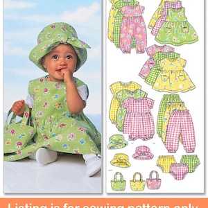 LAYETTE SEWING PATTERN | Sew Baby Girls Clothes | Infant Clothing Dress Hat Bag Pants Romper | Size Newborn 3 6 9 12 18 Months | Outfit 5624