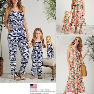 JUMPSUIT SEWING PATTERN | Sew Matching Women Girls 18&quot; Doll Dress Outfit | Mother Daughter Romper Size 3 4 5 6 7 8 | Fits American Girl 8146