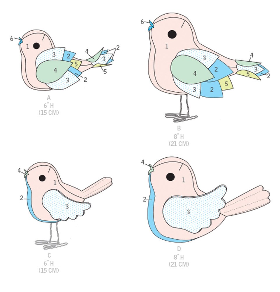 BIRD SEWING PATTERN Sew Stuffed Animal Home Decor Plush Soft | Etsy