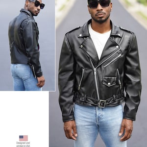 Etsy leather biker jacket deals